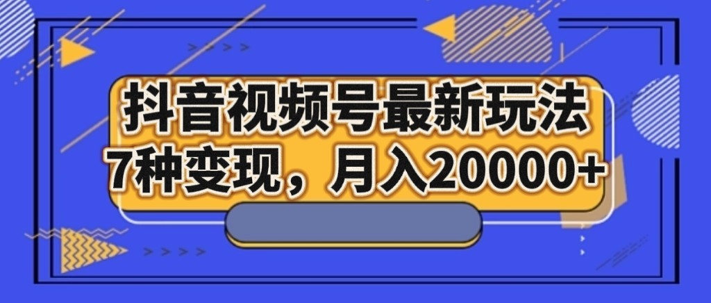 抖音视频号最新玩法，7种变现，月入20000+网赚项目-副业赚钱-互联网创业-资源整合八方网创