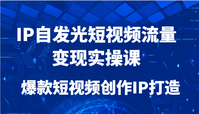 IP自发光短视频流量变现实操课，爆款短视频创作IP打造网赚项目-副业赚钱-互联网创业-资源整合八方网创