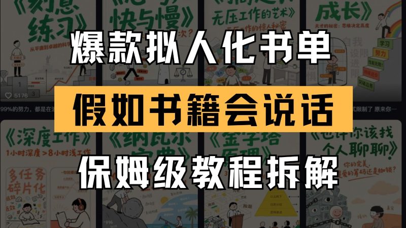 最新爆款拟人化书单玩法 假如书籍会说话 保姆级教程网赚项目-副业赚钱-互联网创业-资源整合八方网创