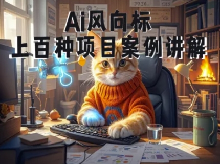 Ai风向标-附100种项目案例玩法-0基础小白到大神ai视频商业应用教学网赚项目-副业赚钱-互联网创业-资源整合八方网创