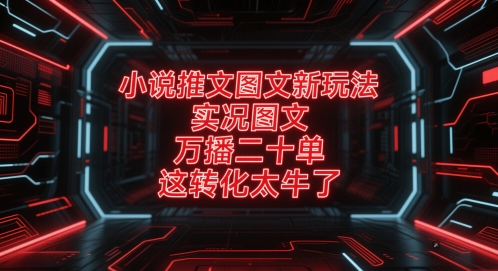 小说推文图文新玩法，实况图文，万播二十单，这转化太牛了！网赚项目-副业赚钱-互联网创业-资源整合八方网创