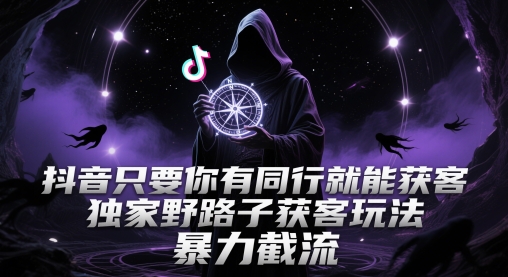 抖音只要你有同行就能获客，独家野路子获客玩法，暴力截流网赚项目-副业赚钱-互联网创业-资源整合八方网创