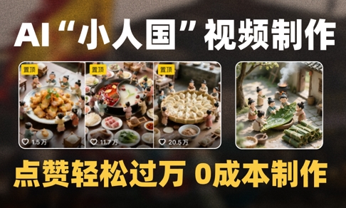 爆款1000W+播放微缩景观迷你小人国AI视频0成本制作全流程教学网赚项目-副业赚钱-互联网创业-资源整合八方网创
