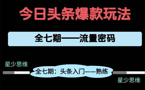 头条系列全七期项目拆解，全是干货，新手从0-1必经过程，99的人会踩的坑网赚项目-副业赚钱-互联网创业-资源整合八方网创