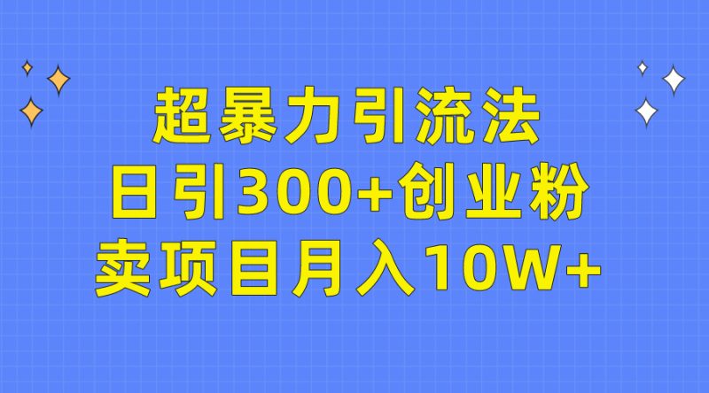 超暴力引流法,日引300+创业粉,卖项目月入10W+网赚项目-副业赚钱-互联网创业-资源整合八方网创