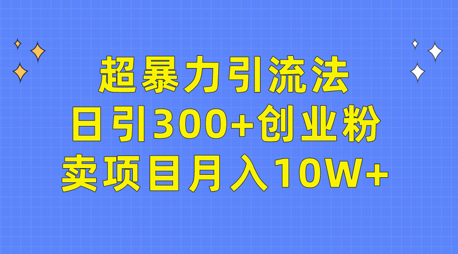 超暴力引流法，日引300+创业粉，卖项目月入10W+网赚项目-副业赚钱-互联网创业-资源整合八方网创