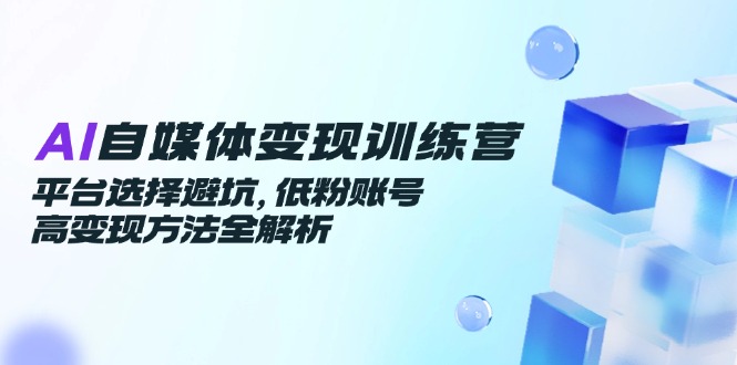 AI自媒体变现训练营，平台选择避坑，低粉账号高变现方法全解析网赚项目-副业赚钱-互联网创业-资源整合八方网创
